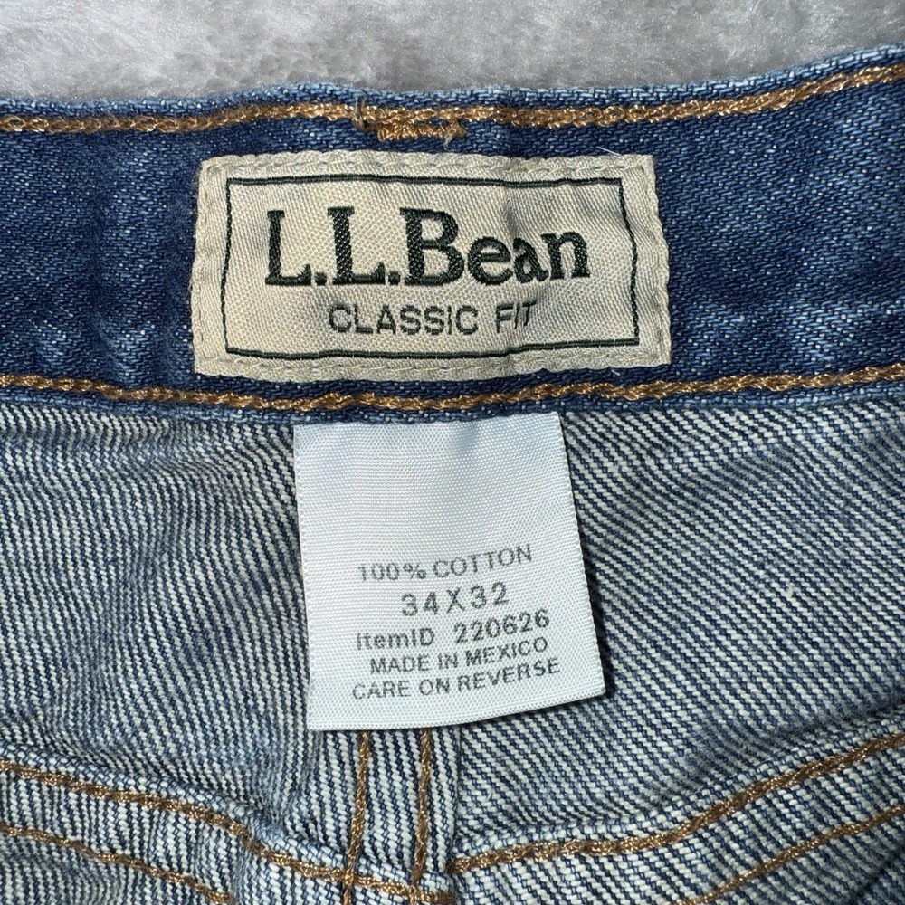 LL Bean Jeans Mens 32x31 Blue Classic Fit Denim Straight Leg 100% Cotton Pants - Picture 9 of 13